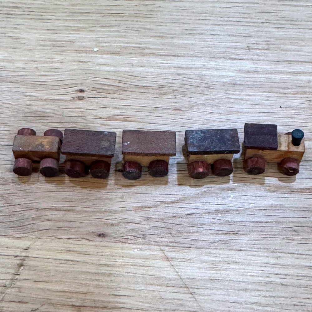 Vintage Loquai West Germany Miniature Wooden Train Set 5 Piece Dollhouse Decor